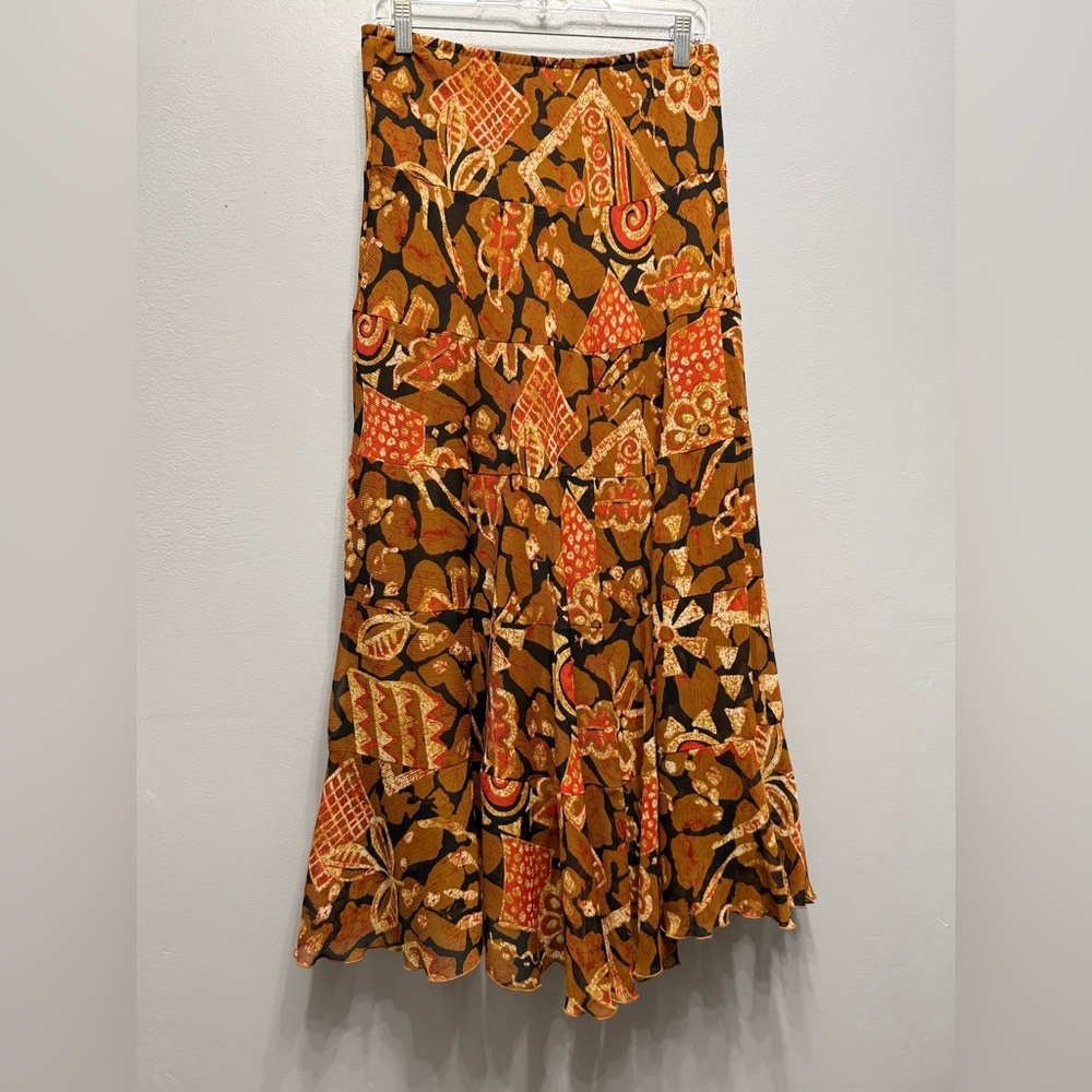 Ruby Rd. Brown And Orange Patterned Maxi Skirt - image 2